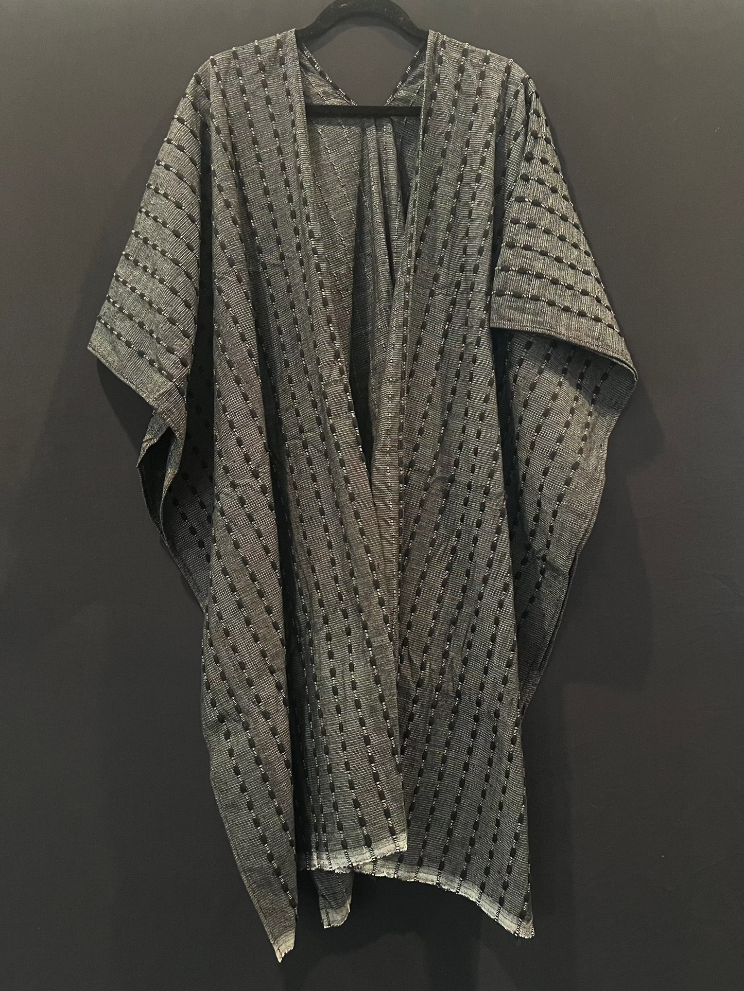 Black on Black Striped Kimono x Poncho