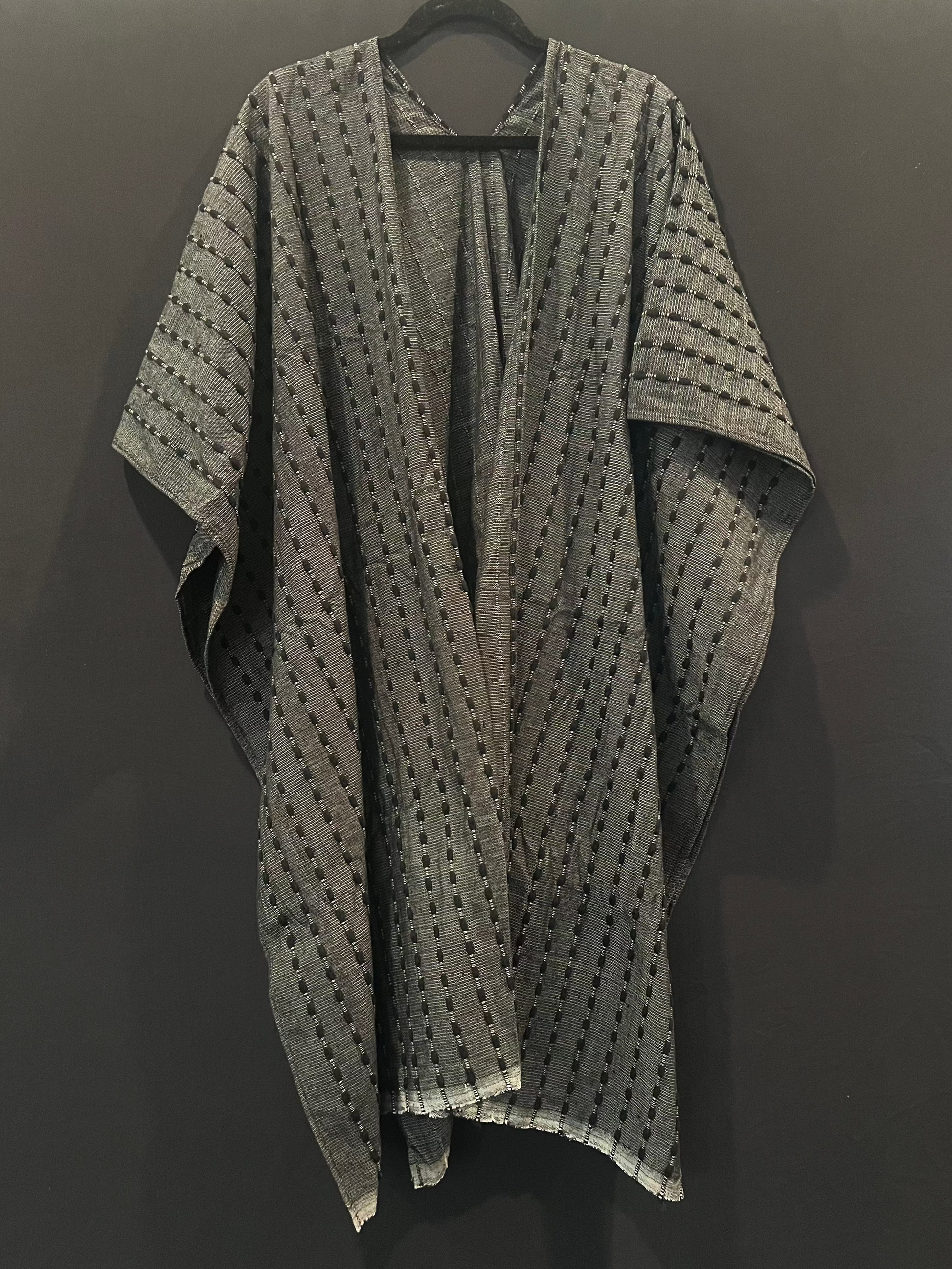 Black on Black Striped Kimono x Poncho