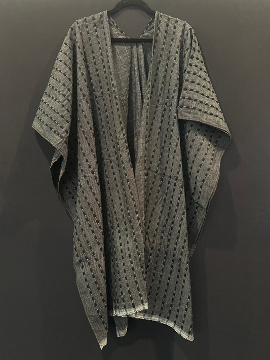 Black on Black Striped Kimono x Poncho