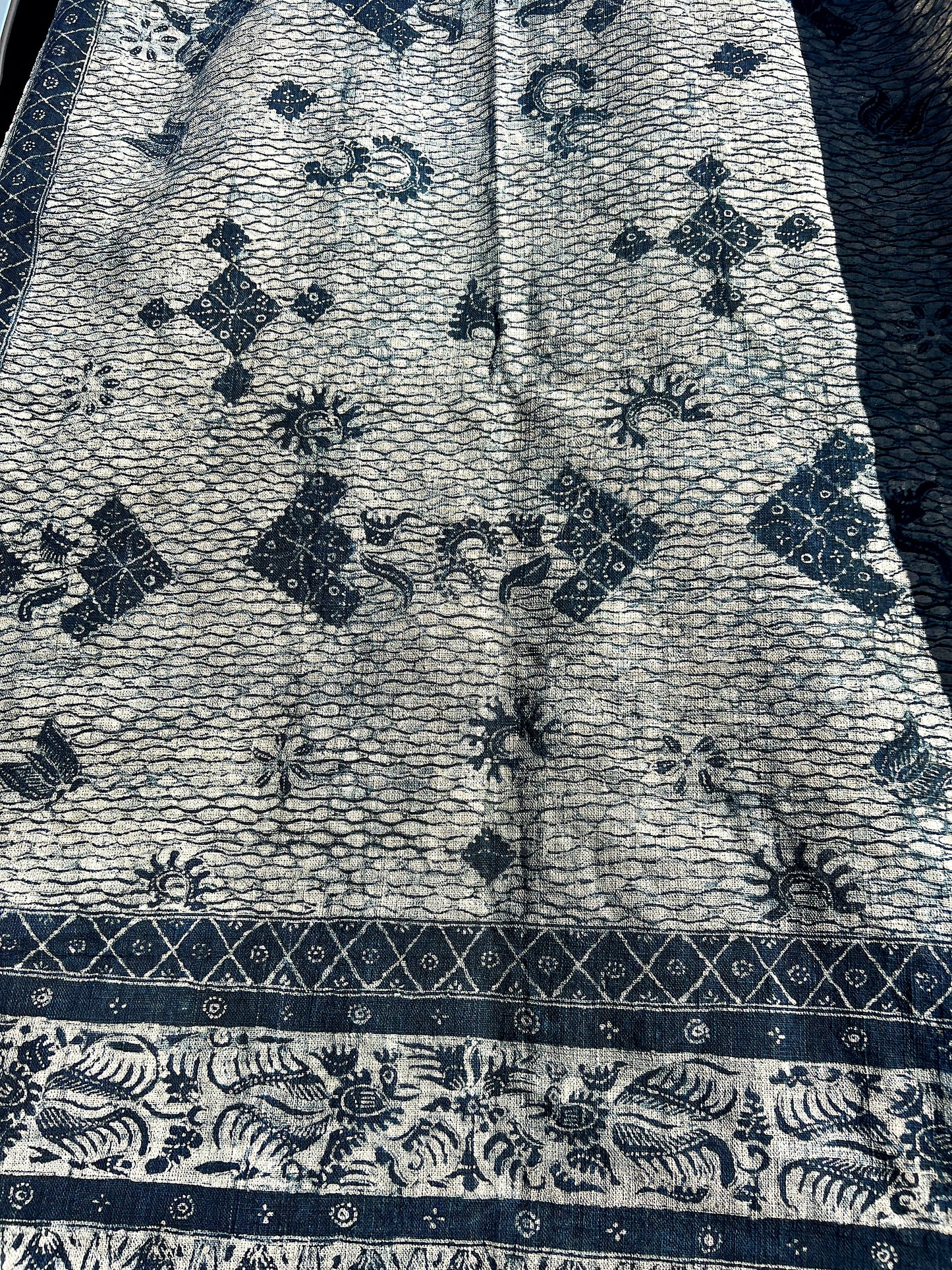 Batik Handwoven Natural Indigo Dye River Theme