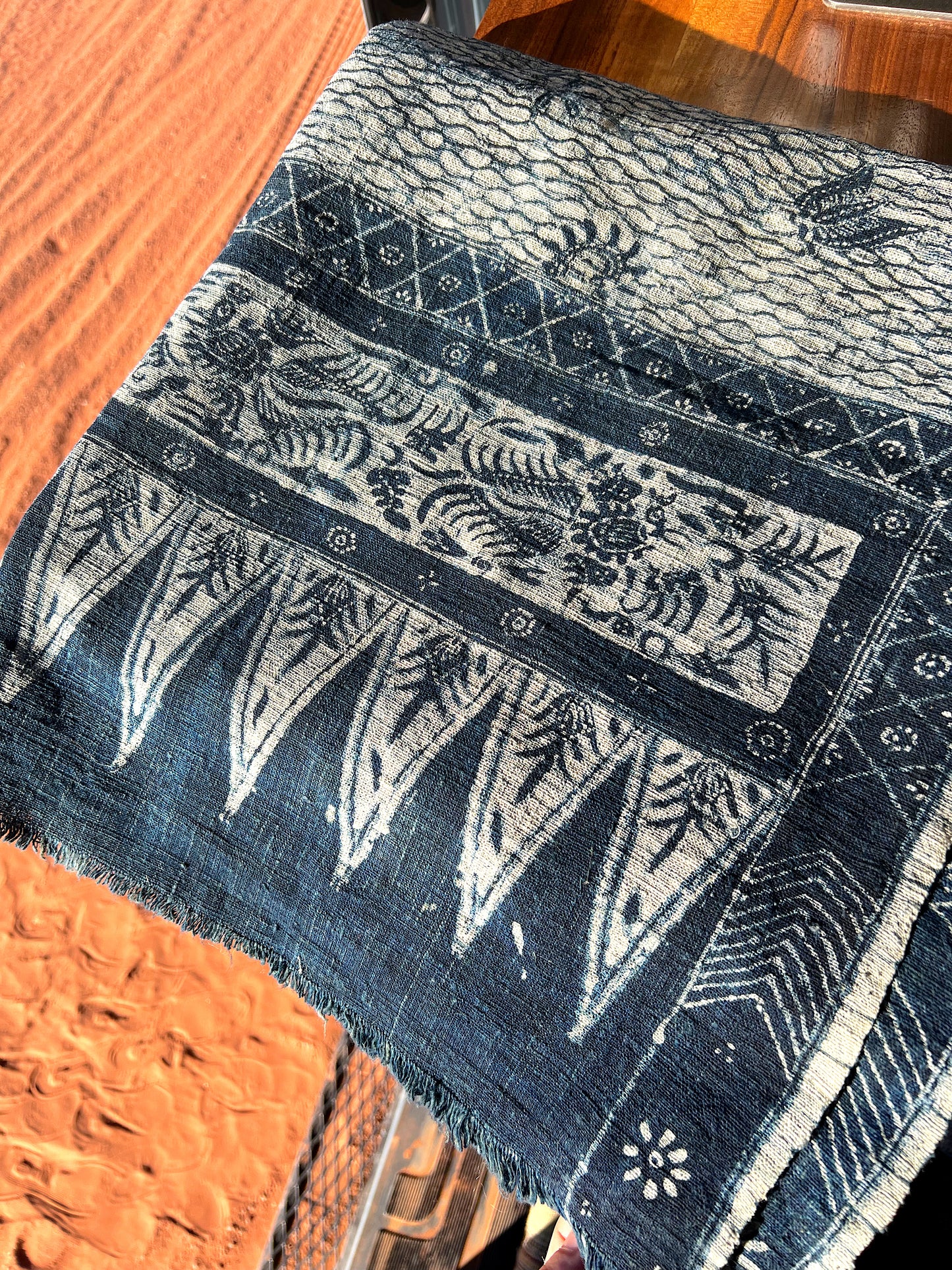 Batik Handwoven Natural Indigo Dye River Theme